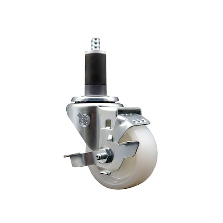 Service Caster 3'' SS Nylon Swivel 1-1/4'' Expanding Stem Caster with Brake SCC-SSEX20S314-NYS-TLB-114